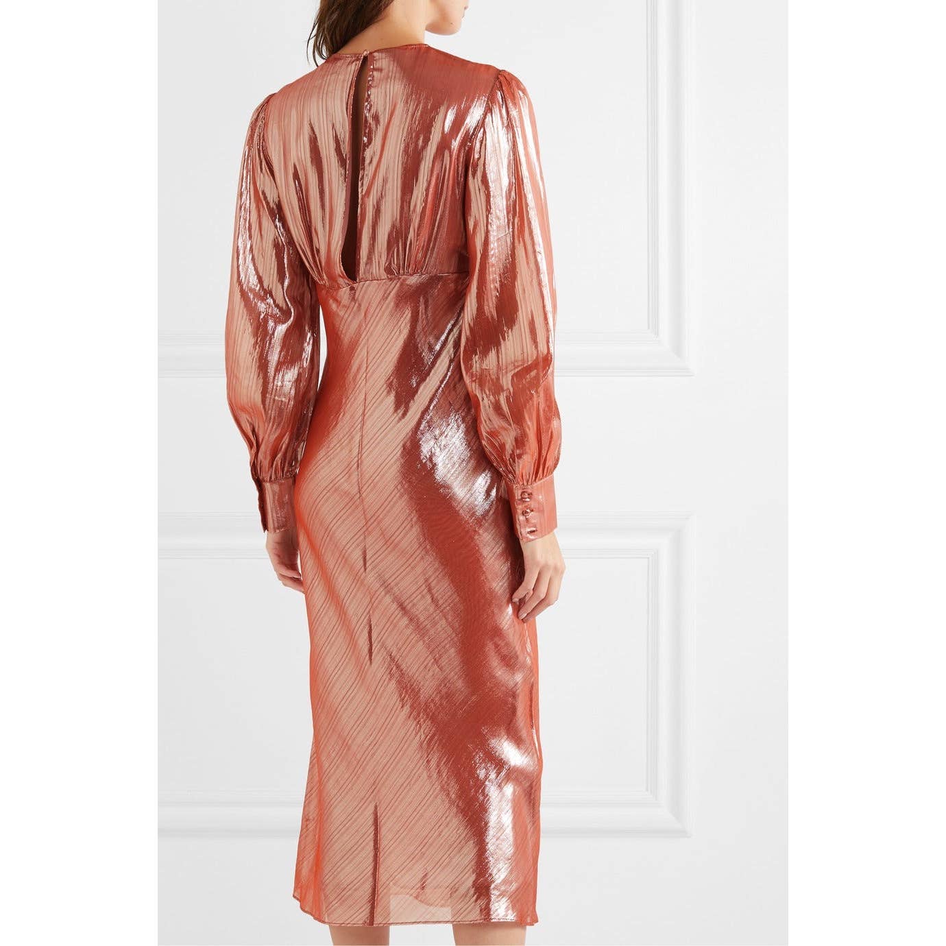 Olivia Von Halle X Disney Aureta Grace Silk Lurex Metallic Mid-Length Dress Nwt — image 2 of 8